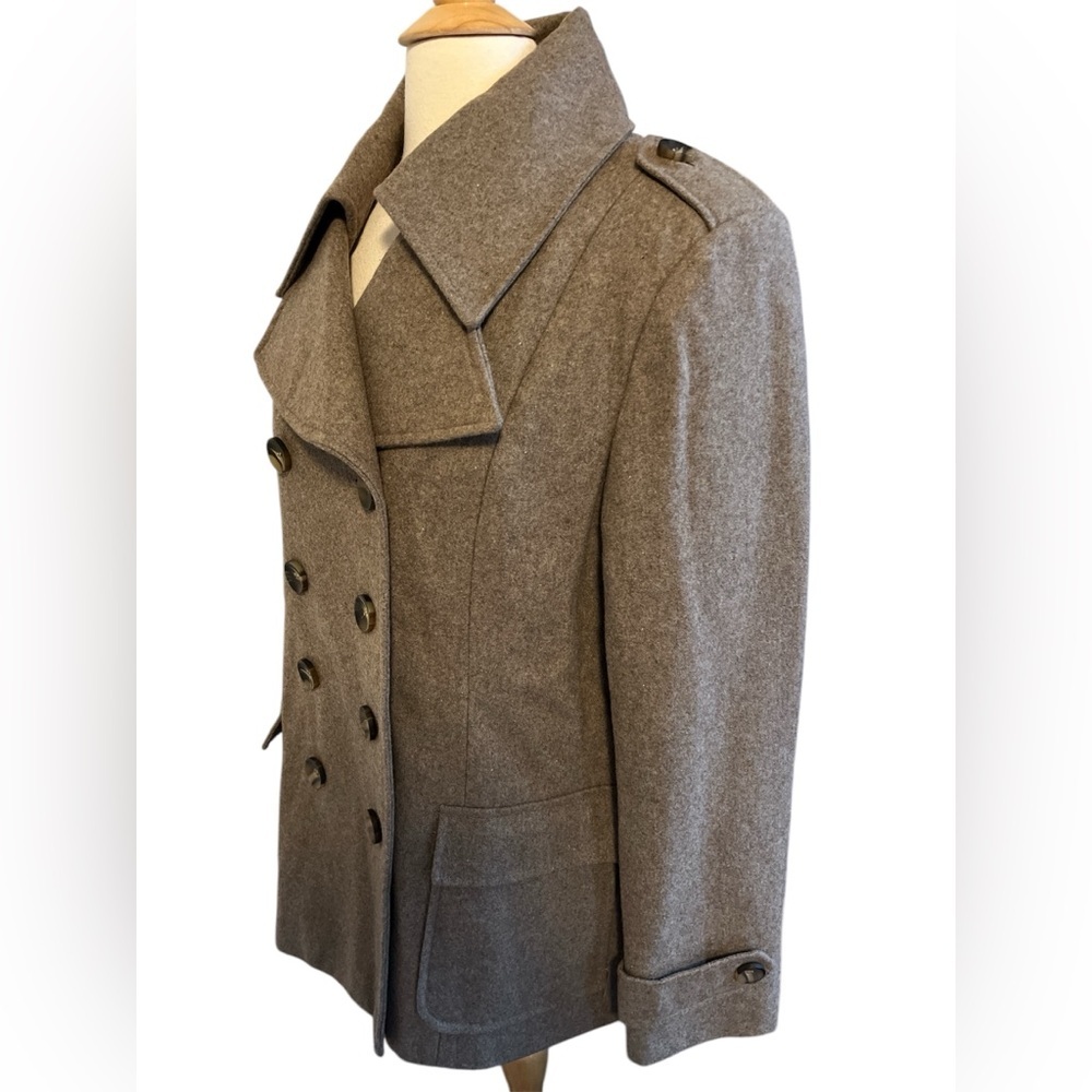 New York & Co. double breasted Wool Tan blend coat w/Military detail size Large - Picture 5 of 13